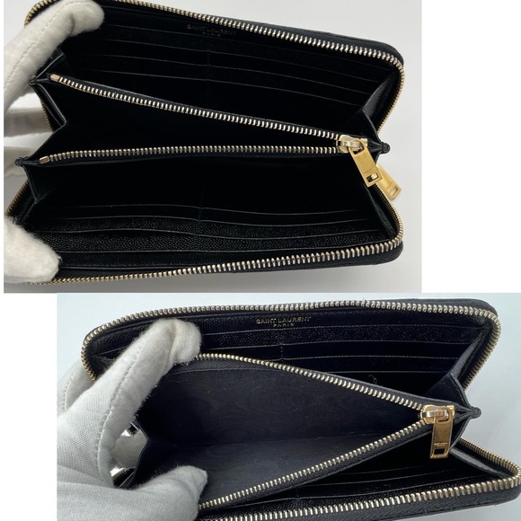 ❌SOLD❌Authentic Yves Saint Laurent zip around wallet in grain embossed calfskin - Picture 14 of 15